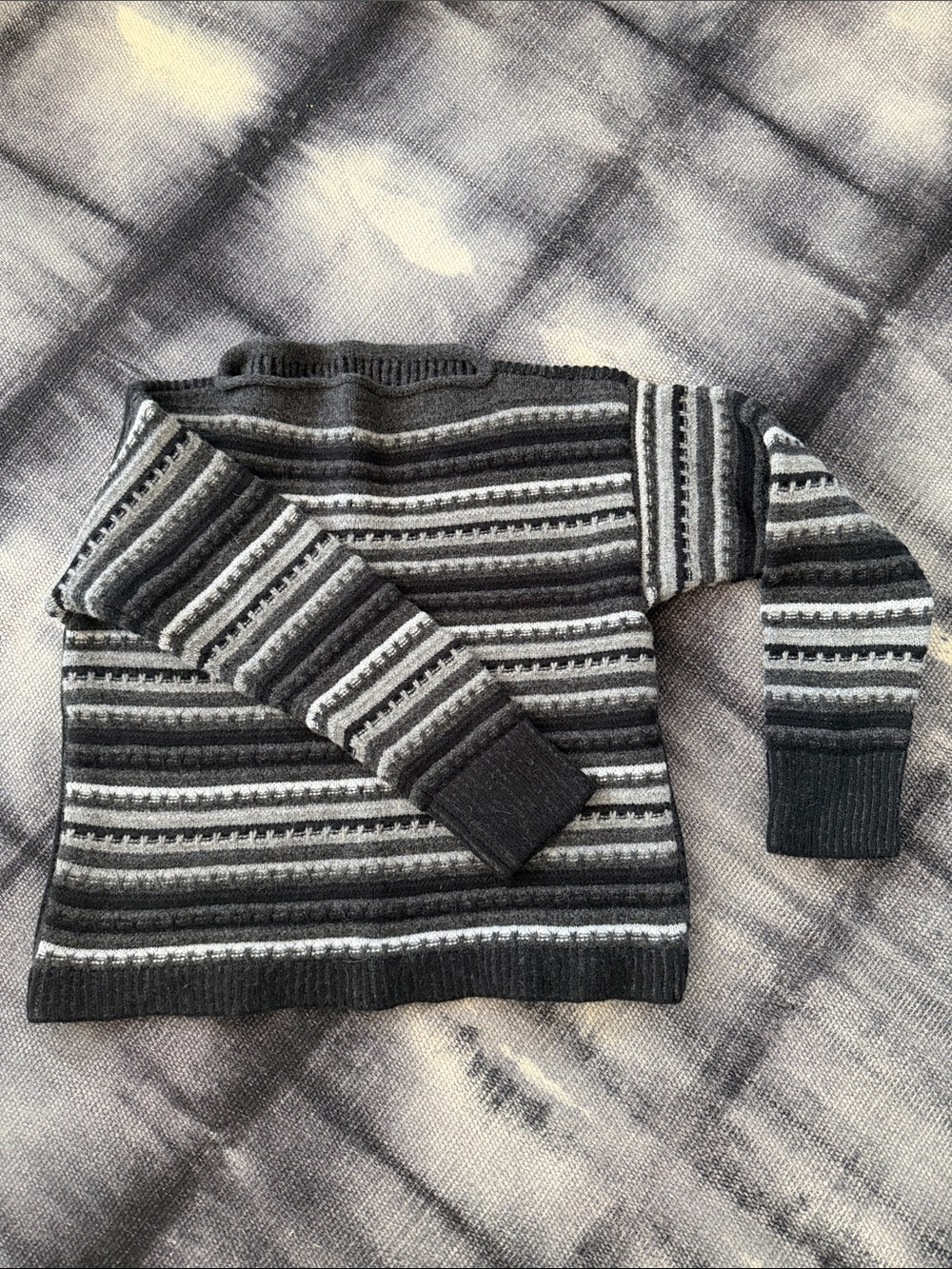 Irish Wool Women's Striped Sweater - Gray Multi